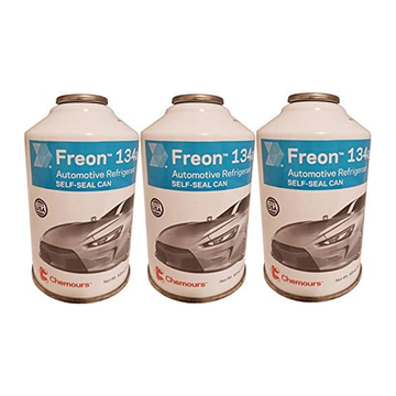 Chemours R134a Refrigerant Freon for MVAC use in a 12-Ounce Self-Sealing Container (Pack of 3)(2119)