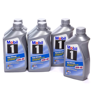 Mobil 1 10W-40 High Mileage Motor Oil - 1 Quart (Pack of 6)(103536)