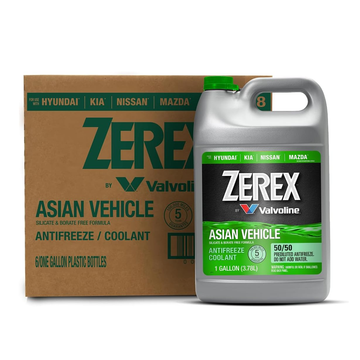 Zerex Asian Vehicle Green Silicate and Borate Free 50/50 Ready-to-Use Antifreeze/Coolant 1 Gallon (Case of 6)(888418)
