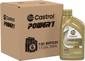 Castrol Power1 4T 5W-40 Full Synthetic Motorcycle Oil, 1 Quart (Pack of 6)(15D29D)