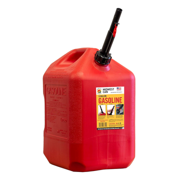 Midwest Can 5610 Safe-Flo Auto Shut Off 5 Gallon Gas Can – Durable Fuel Containers with FlameShield Safety System & Quick-Flow Spout - Red - 1 Pack