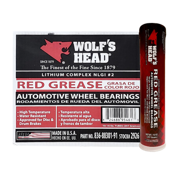 Wolf's Head Red Grease NLGI #2 (836-88301-91) 14 Oz Tube (Pack of 10)