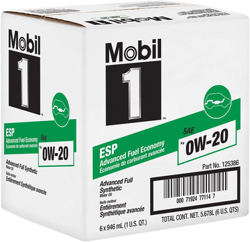 Mobil 1 ESP X2 Full Synthetic Motor Oil 0W-20, 1 Quart (Case of 6)(125386)