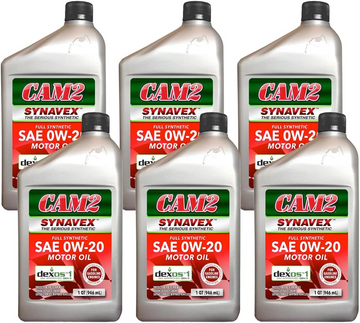 CAM2 SYNAVEX dexos 1 Gen 3 Full Synthetic Motor Oil 0W-20, 1 Quart (Case of 6)(80565-09706)