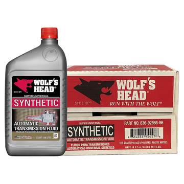 Wolf's Head Super Universal Synthetic Automatic Transmission Fluid (836-92866-56) 1 Quart Bottle (Pack of 12)