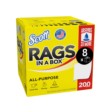 Scott Rags In A Box 75260, 9" x 12" Sheet Size, White, Box Of 200(75260)