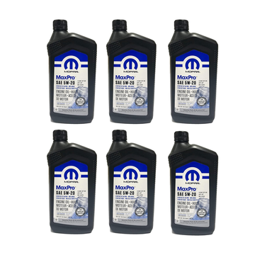 Mopar MaxPro 5W20 SAE Motor Oil for Jeep Dodge Chrysler Ram 1 Quart (Pack of 6)(68518202AA)