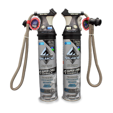 Black Diamond AC Recharge Kit Avalanche Refrigerant Freon Self Sealing Can R-134a for MVAC Super Chill Formula 18oz with Digital Guage and Smart Clips (2 Pack)(BD232D)