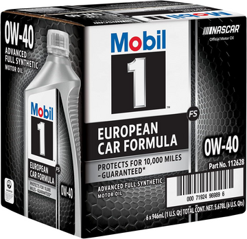 Mobil 1 FS European Car Formula Full Synthetic Motor Oil 0W-40, 1 Quart (Pack of 6)(112628)