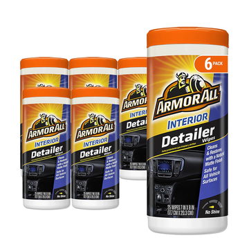 Armor All Car Protectant Wipes, Car Interior Cleaning Wipes for Cars, Trucks & Motorcycles, 25 Count Each, 150 Wipes Total (Pack of 6)(78503)