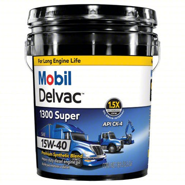 Mobil Delvac 1300 Super 15W-40 CK-4 Diesel Motor Oil, 5 Gallon Pail (122491)