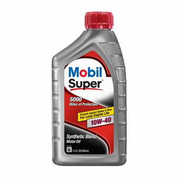 Mobile Super 5000 10W40 Synthetic Blend Motor Oil 1 Quart(124402)